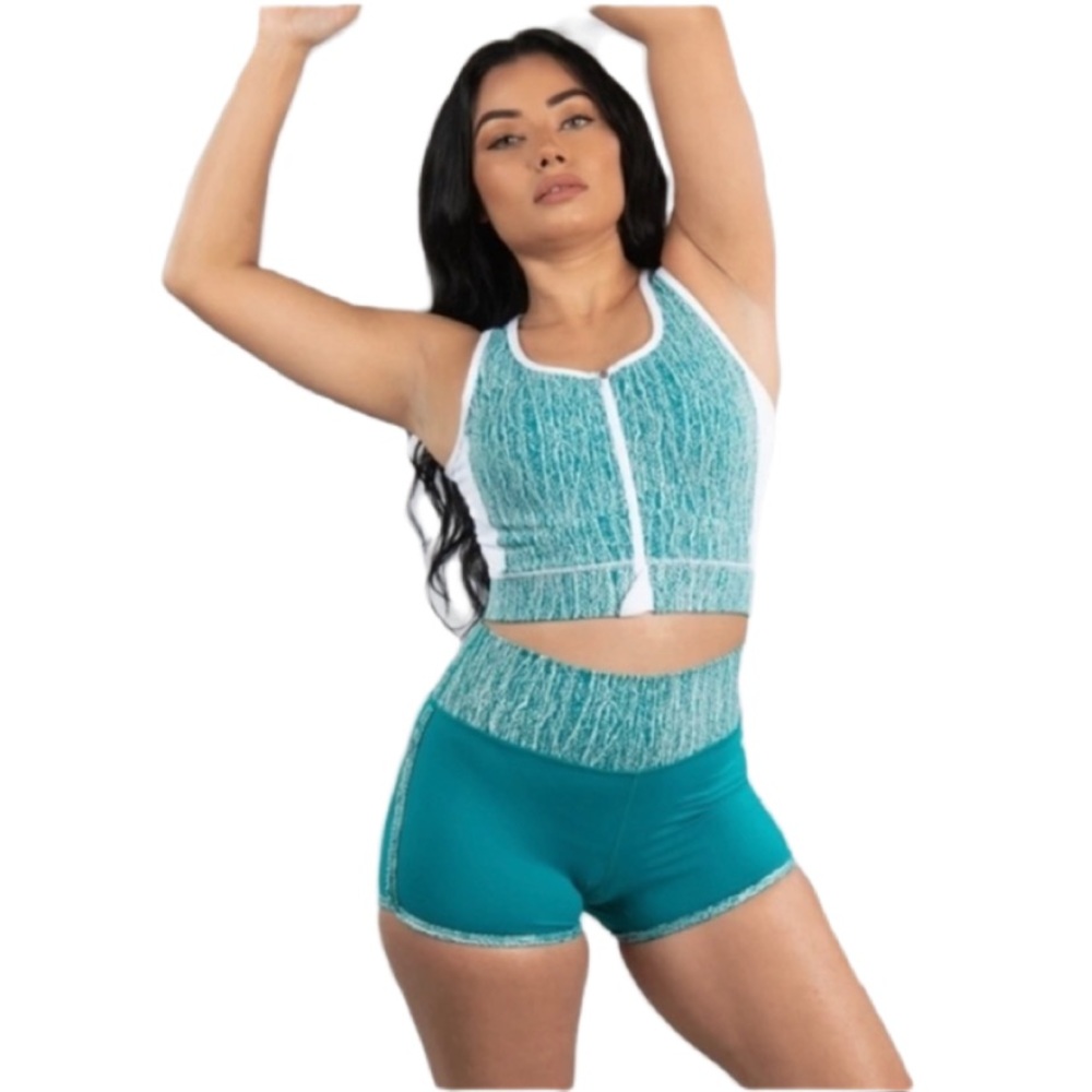 BuffBunny Jacquard Zip Up Sports Bra - S